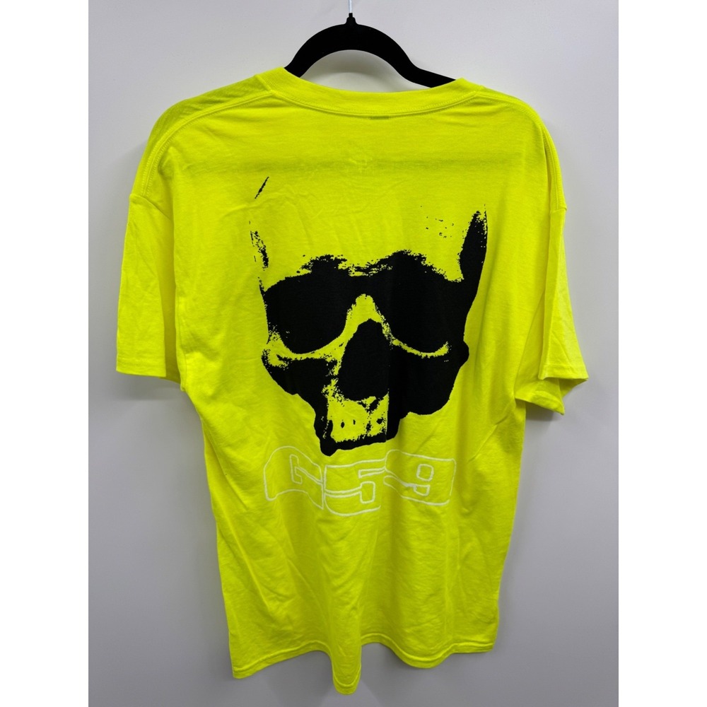 G59 T-Shirt Mens Large Neon Yellow 100% Cotton Skull Graphic Short Sleeve NWOT‎ - Picture 2 of 13